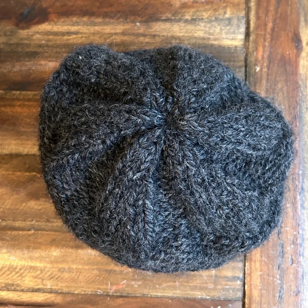 Unbranded Charcoal Gray Knit Cloche Hat Soft Foldable Winter Bucket Style